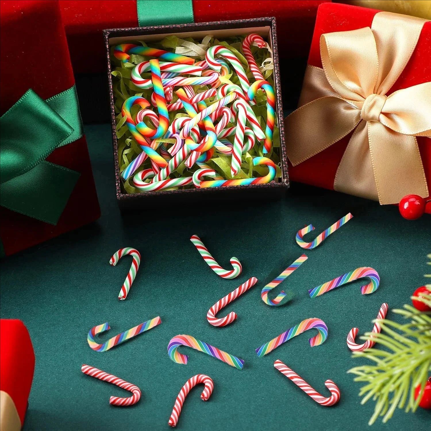 Mini Candy Cane Christmas Decorations – 10/30/50PCS Resin DIY Crafts