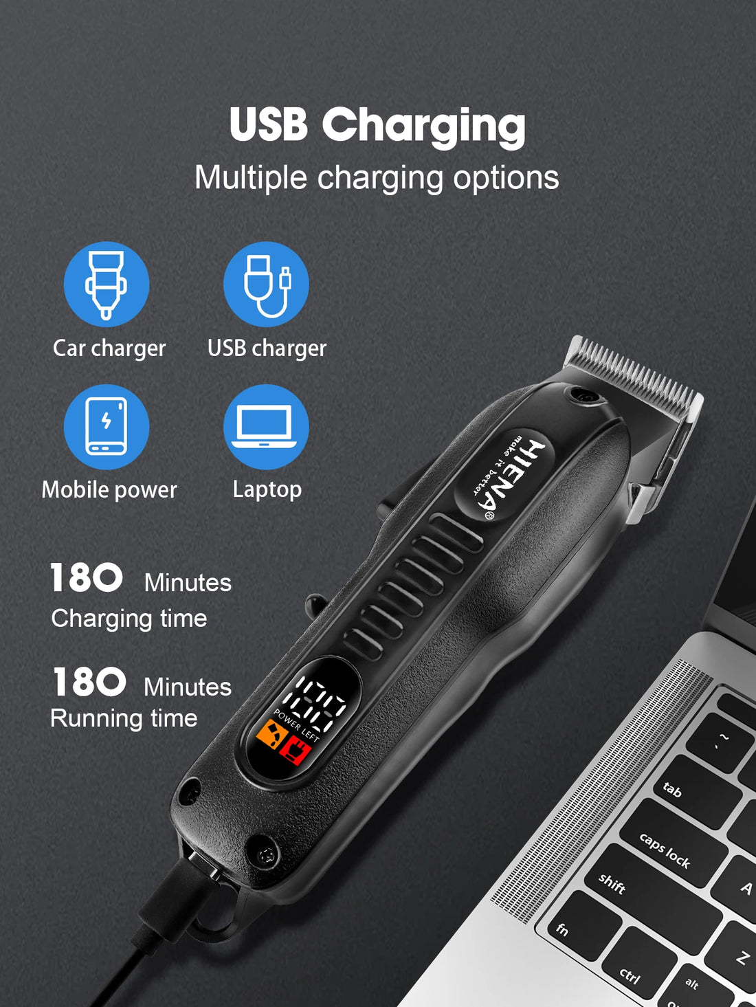 Professional Barber Electric Hair clipper LED display screen UBS charging Trimmer Powerful electric hair clipper trimmer tool