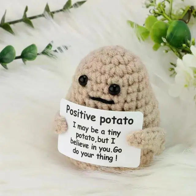 Positive Energy Potato Hug Plush – Mini Handmade Wool Doll