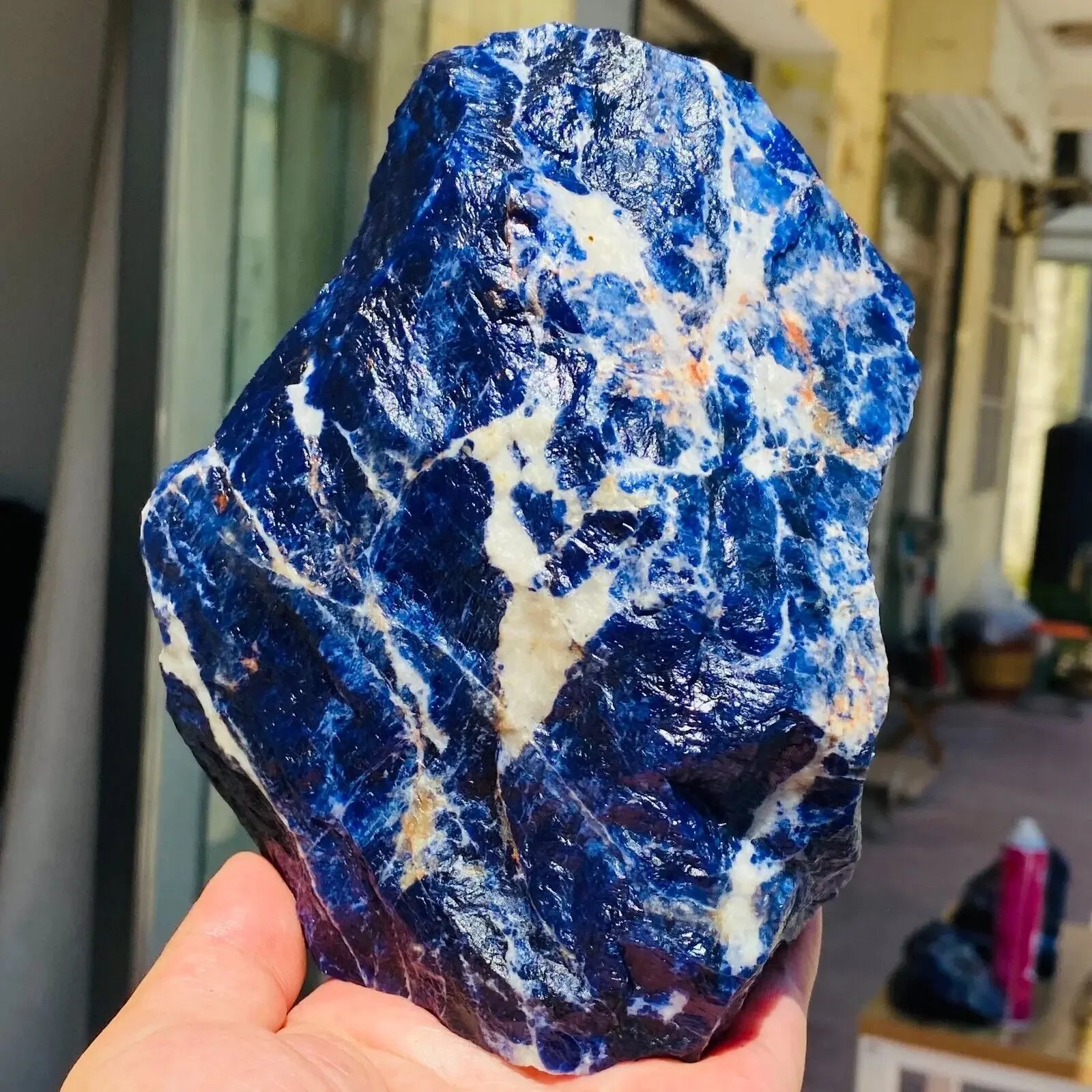 Natural Large Noble Dark Blue Sodalite Crystal Gemstone Rough Raw Rock Specimen Healing