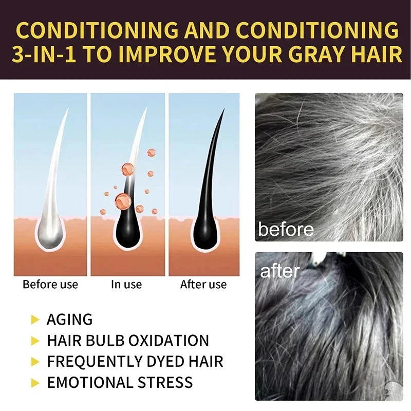 500ml Natural Herbal Hair Dye Shampoo 3 in 1 Change Hair Color Gray Hair to Dark Brown Black Deep Nourishing Fashion Hair Care