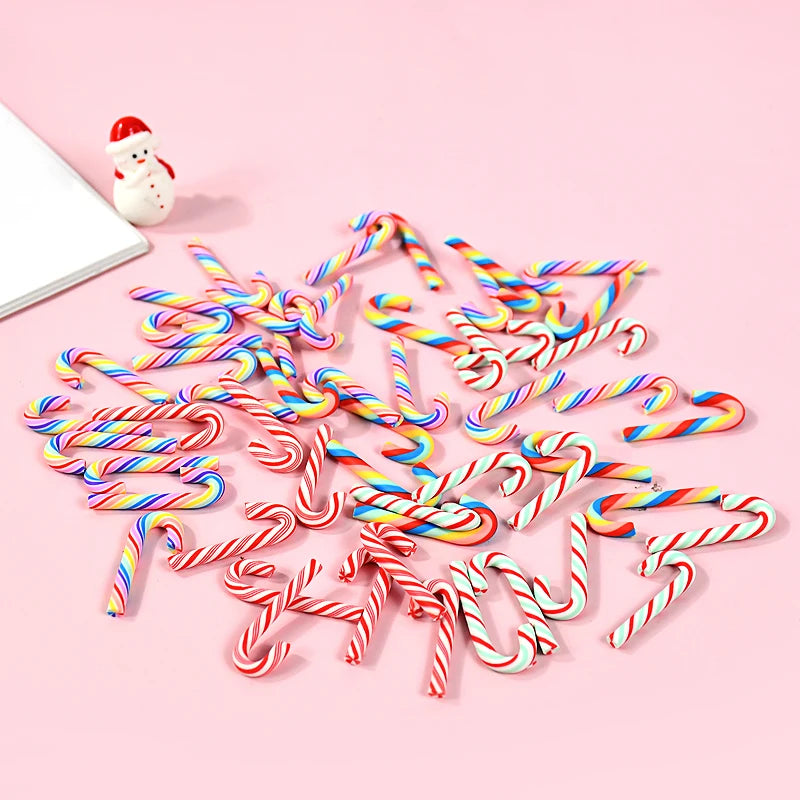 Mini Candy Cane Christmas Decorations – 10/30/50PCS Resin DIY Crafts