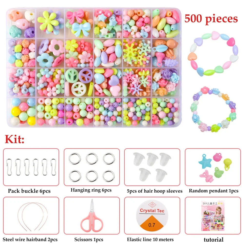 500PCS DIY Beaded Jewelry Kit – Spacer Beads Craft Set for Girls
