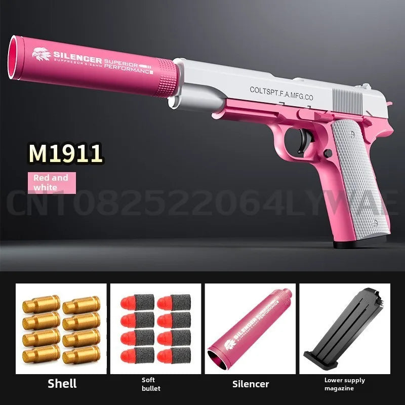 Soft Bullet Toy Gun for 6+ Kids Outdoor Combat Weapon Eat Chicken Toys with Silencer Foam Ejection Toy Gun Toy For Boys Girls