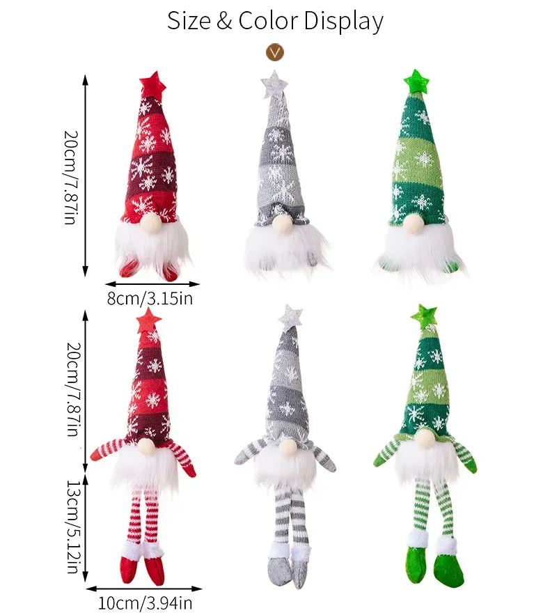 Christmas Gnome Doll Ornaments – LED Plush Tree Decorations