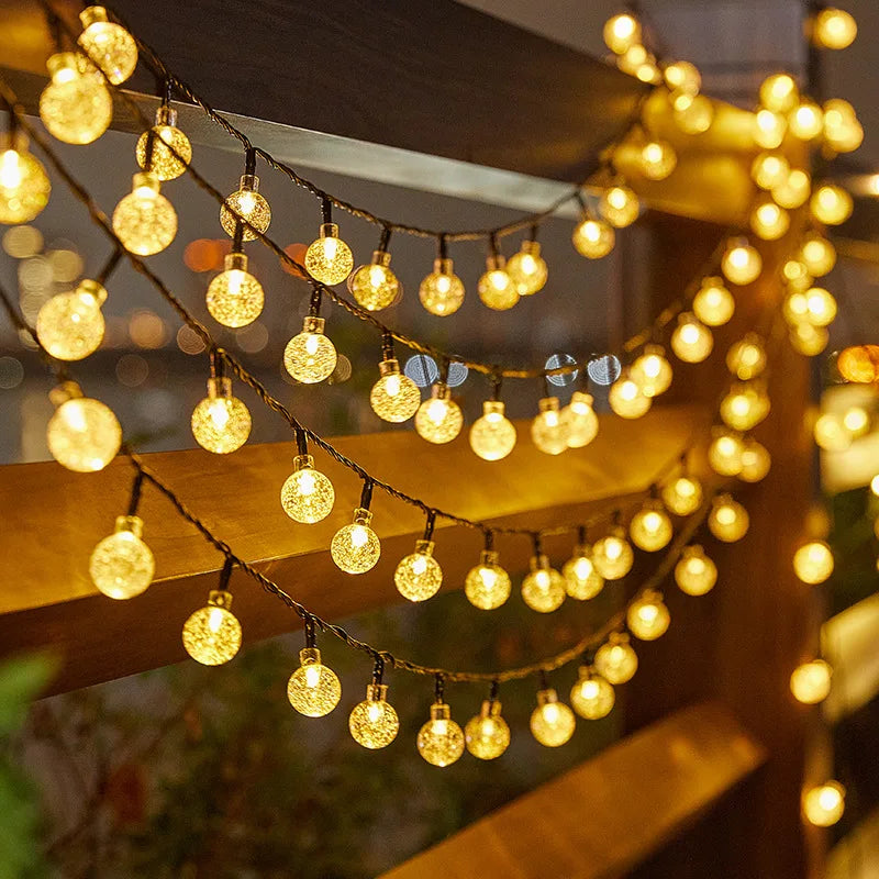 Solar Bubble Ball String Lights – Waterproof Outdoor Christmas Lamp