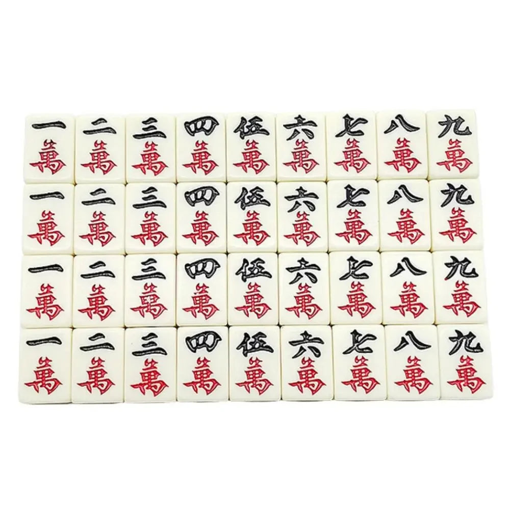 Chinese Mahjong Set – 144 Mini Engraved Tiles for Family Game Play