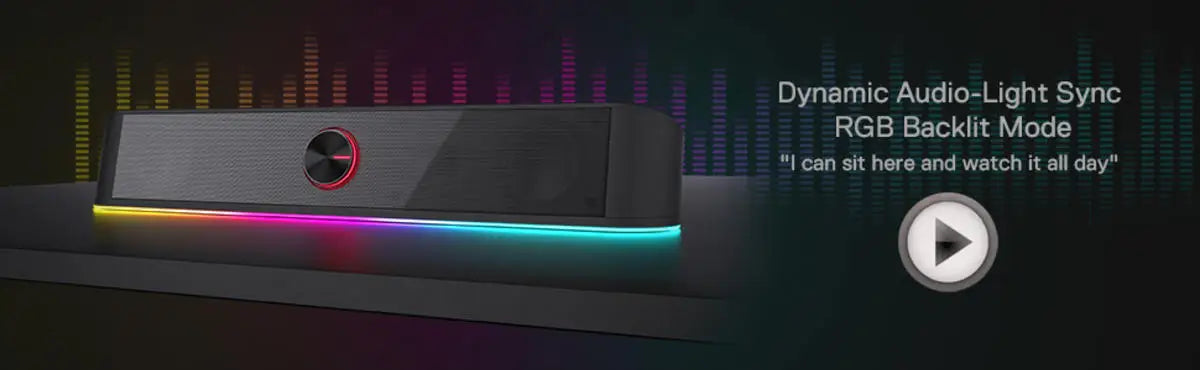 Redragon GS560 Adiemus RGB USB Desktop Soundbar, 2.0 Channel Computer Speaker with Dynamic Lighting Bar Audio-Light Sync/Display