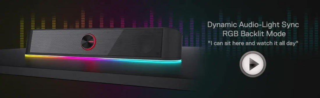 Redragon GS560 Adiemus RGB USB Desktop Soundbar, 2.0 Channel Computer Speaker with Dynamic Lighting Bar Audio-Light Sync/Display