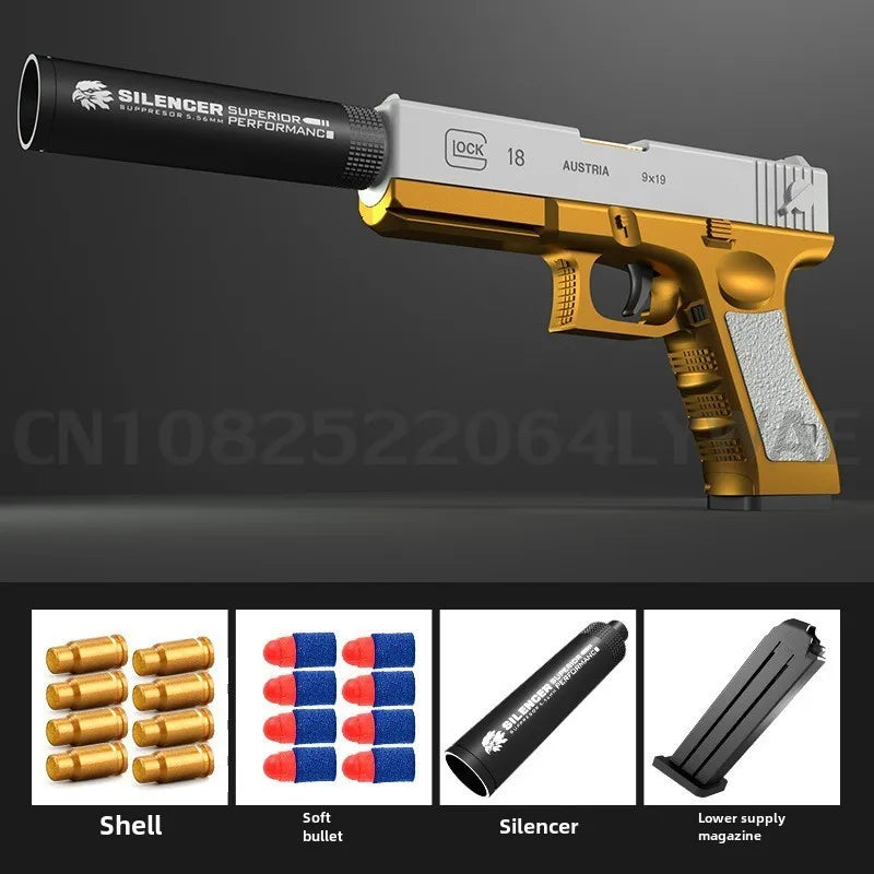 Soft Bullet Toy Gun for 6+ Kids Outdoor Combat Weapon Eat Chicken Toys with Silencer Foam Ejection Toy Gun Toy For Boys Girls