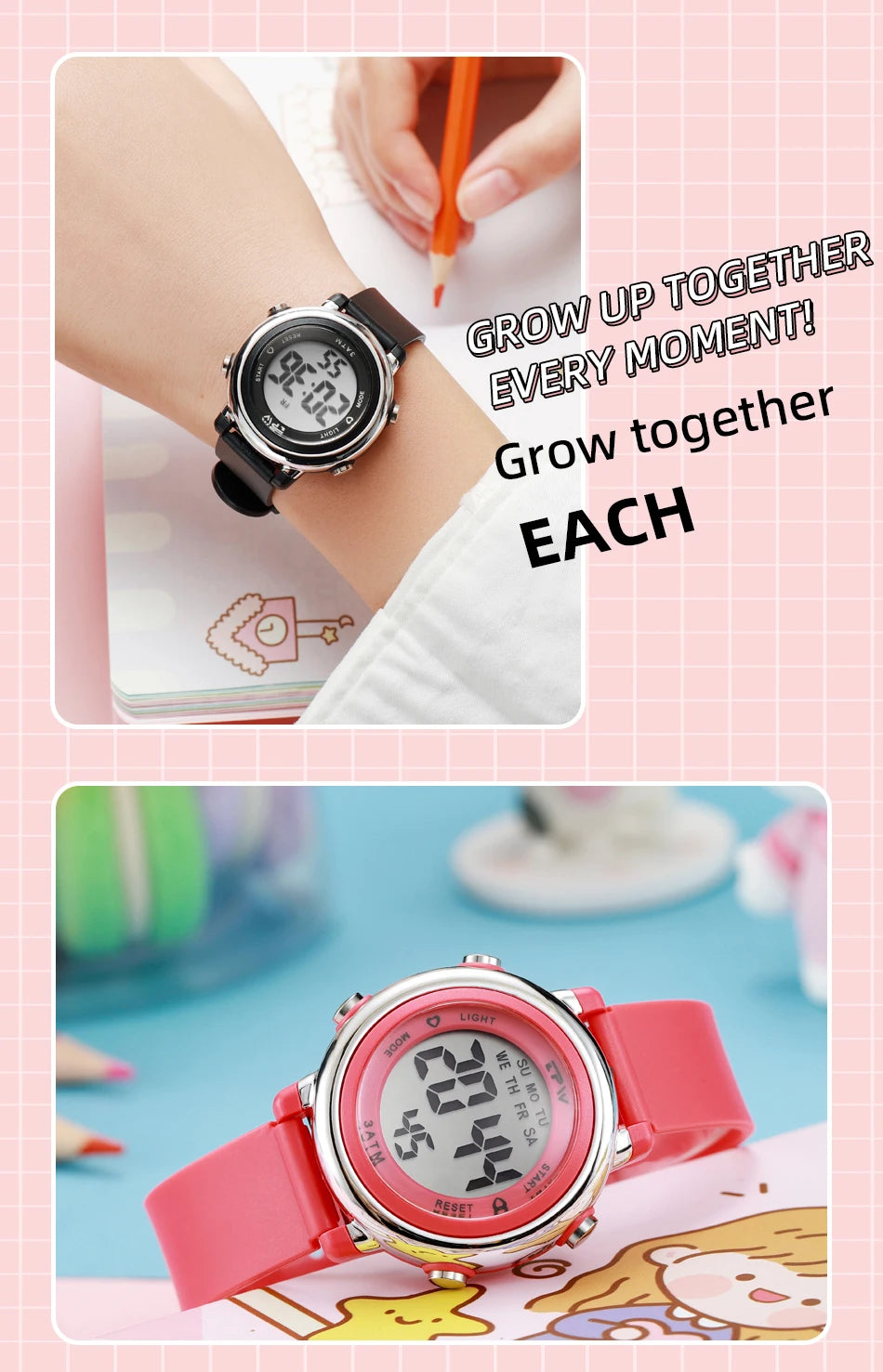 Waterproof Alarm Student Watches Boys Girls Lady Sport Watch Colorful Led Digital Wristwatches