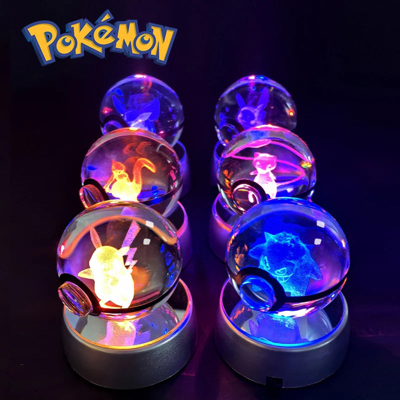 3D Pokémon Crystal Ball Lamp – Pikachu, Gengar & Mewtwo Night Light