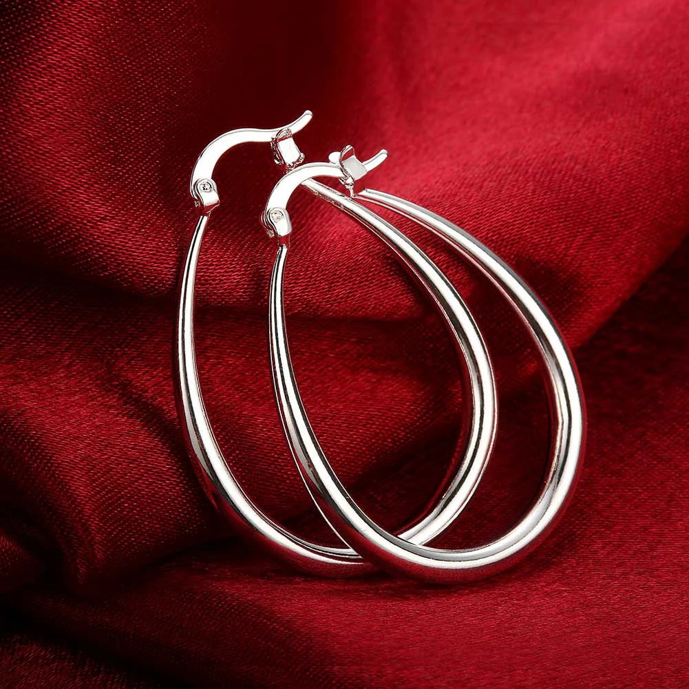 925 Sterling Silver Big Hoop Earrings – 41mm Circle for Women