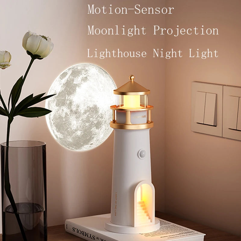 Moon Lamp Projection Lighthouse – Bluetooth Night Light with Remote