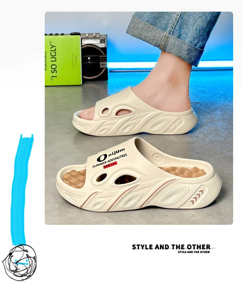 Men Summer Slippers High Quality EVA Sandals Soft Non Slip Platform Soft Slides Outdoor Beach Shoes Unisex Design Slippers