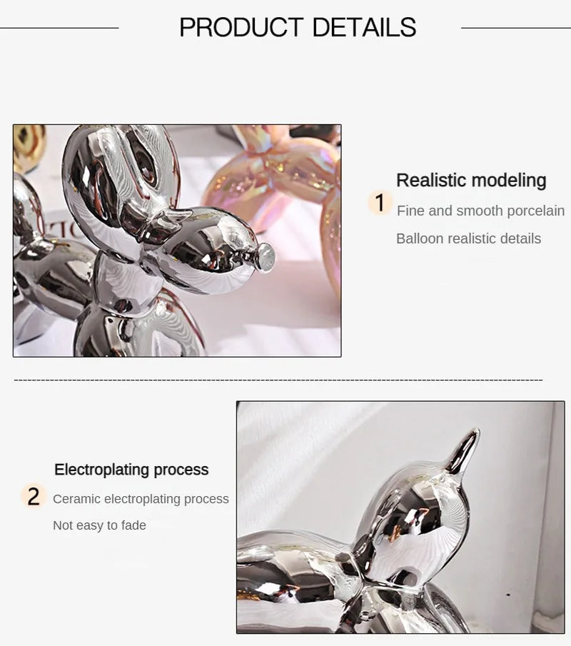 ERMAKOVA Balloon Dog Ceramic Sculpture – 11cm Abstract Figurine