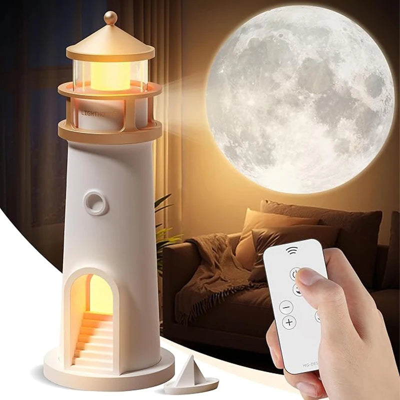 Moon Lamp Projection Lighthouse – Bluetooth Night Light with Remote