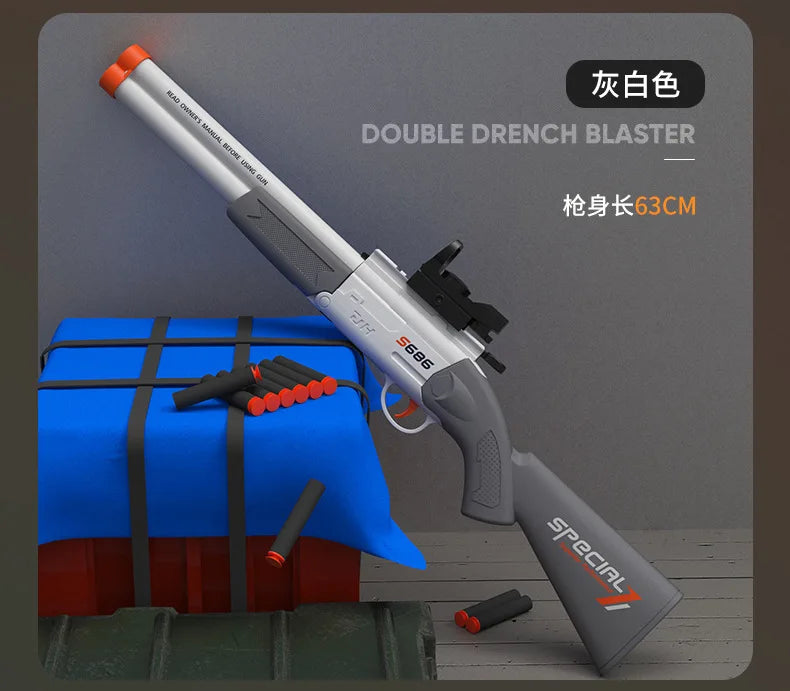 S686 Double-Barrel Airsoft Launcher – Dual Soft-Bullet Toy Rifle