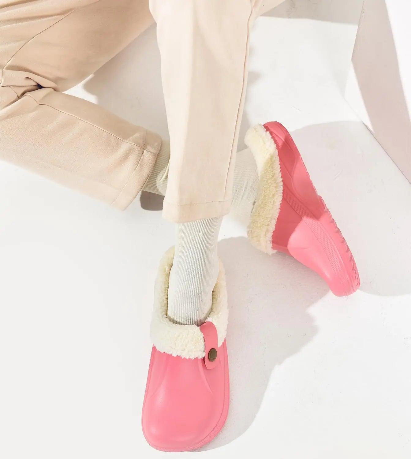 Asgard Winter Fur Furry Slippers For Men Outdoor Fashion Waterproof Plush Cotton Slippers Indoor Warm Cozy Non-slip Home Shoes