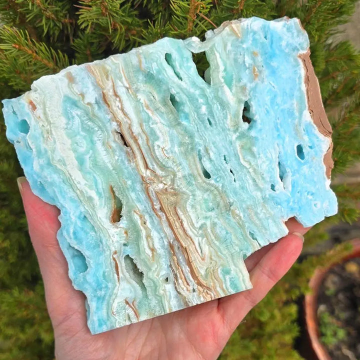Natural Blue Hemimorphite Crystal Slice – Polished Healing Stone Slab for Home & Energy Decor