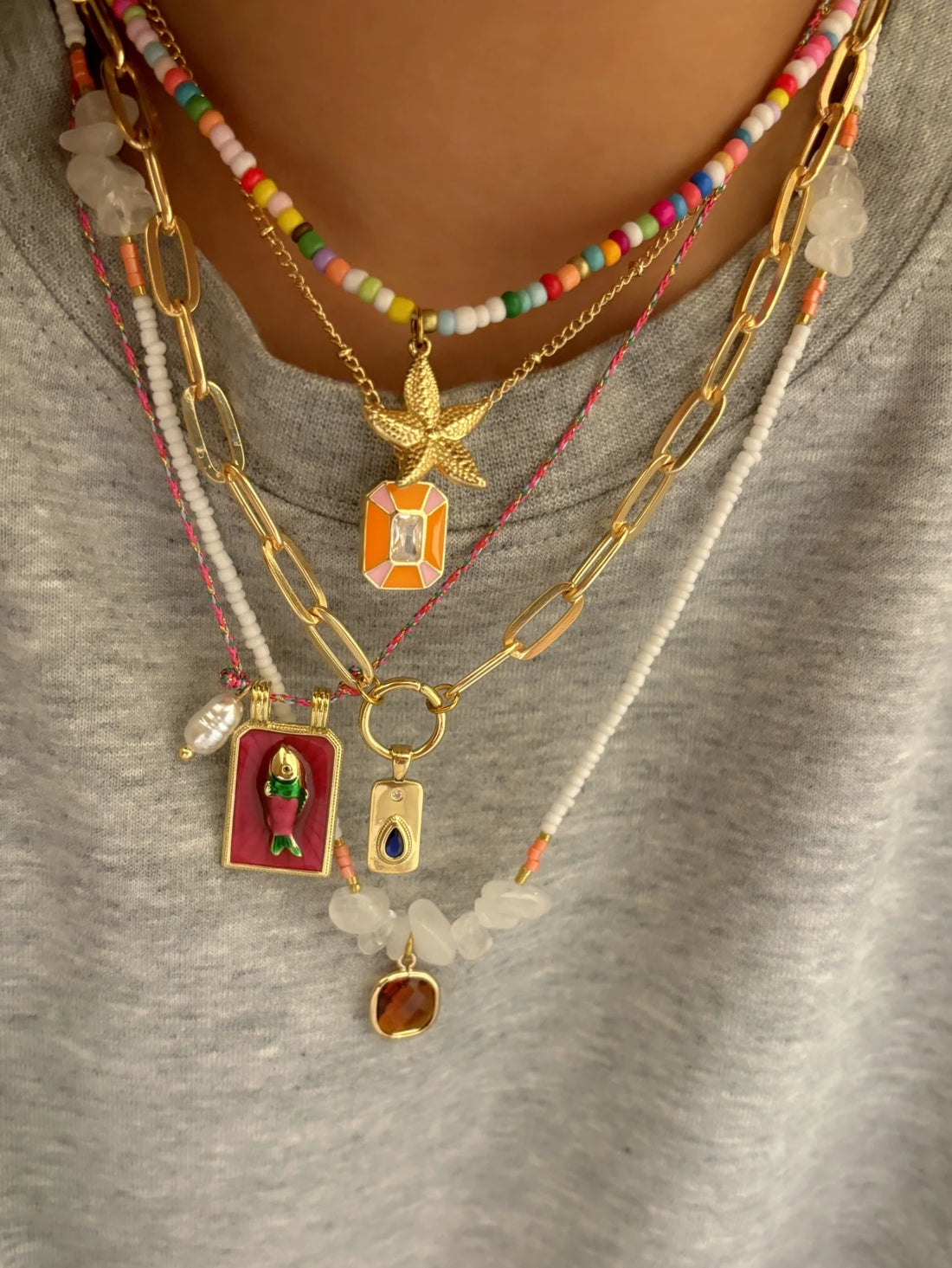 Bohemian Sea Star Pendant Necklace Set – 5PCS Women’s Layered Jewelry