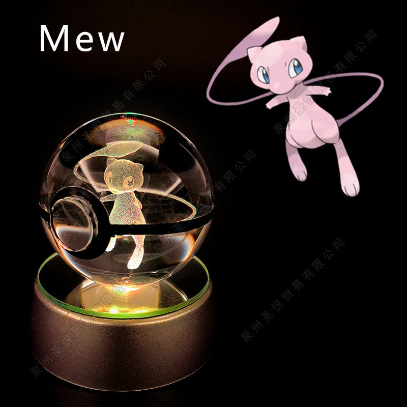 3D Pokémon Crystal Ball Lamp – Pikachu, Gengar & Mewtwo Night Light