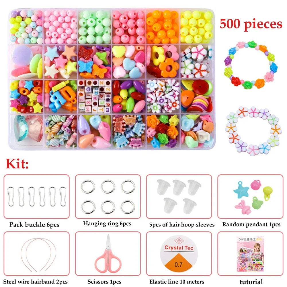 500PCS DIY Beaded Jewelry Kit – Spacer Beads Craft Set for Girls