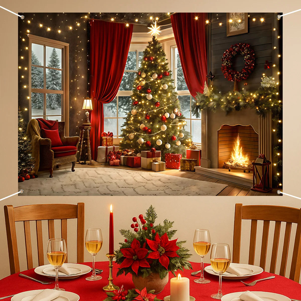 Christmas Tree Backdrop – Merry Christmas Photo Background