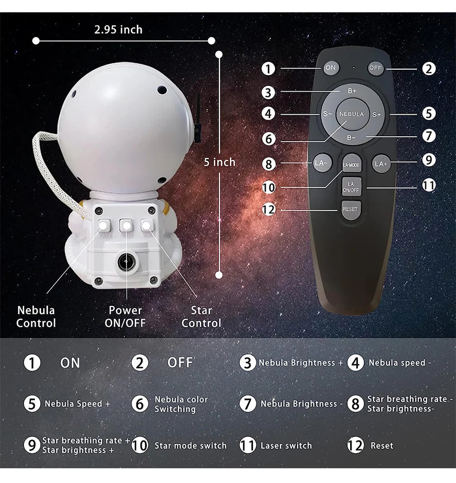 Galaxy Star Astronaut Projector – LED Starry Sky Night Light