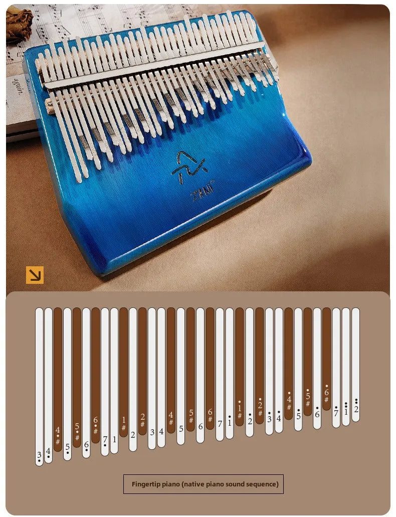 34-Tone Wooden Kalimba – Thumb Piano for Meditation & Healing