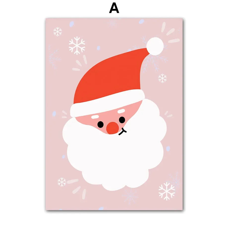 Nordic Christmas Wall Art – Santa & Tree Canvas Prints