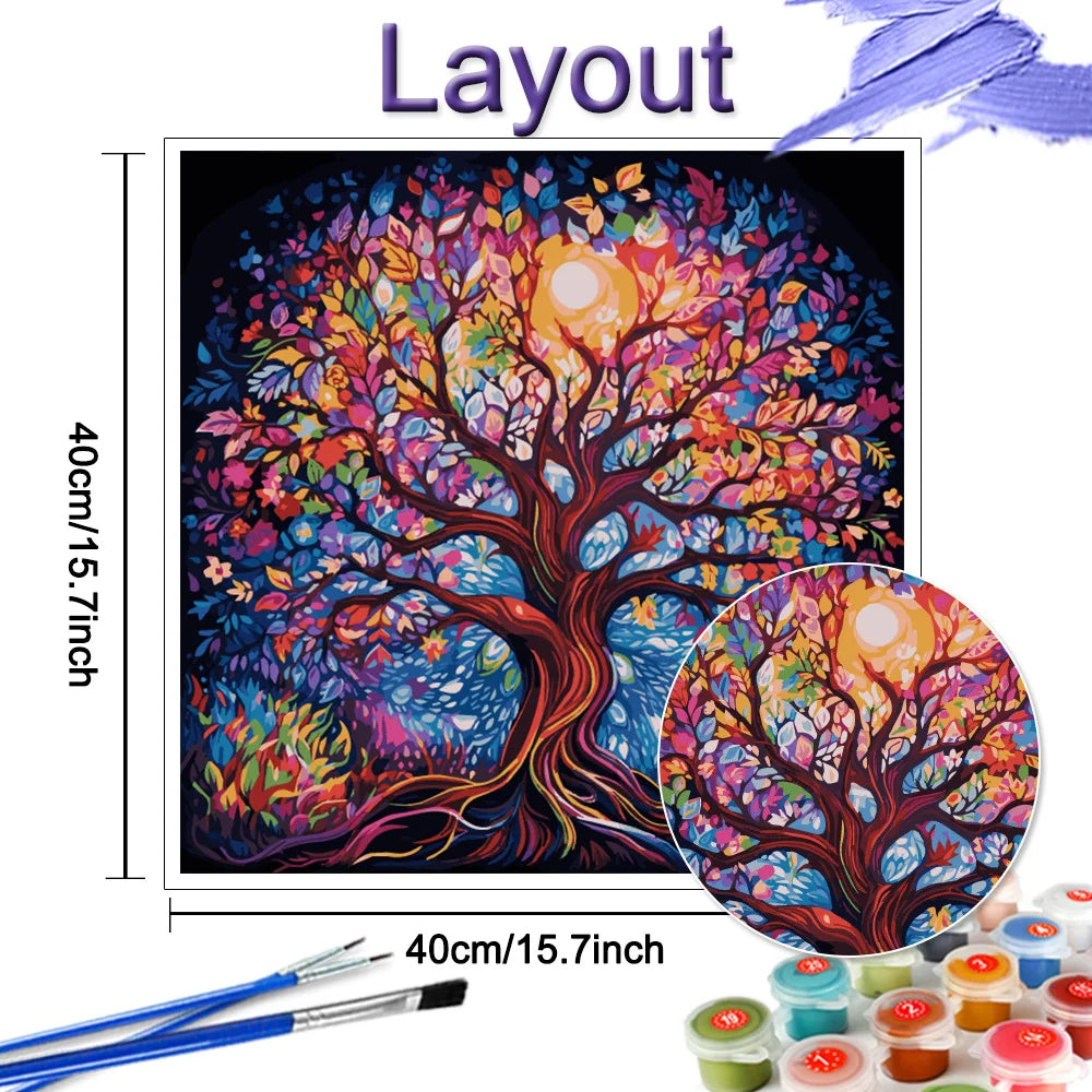 HUACAN Paint By Numbers – Tree of Life Canvas Kit for Adults