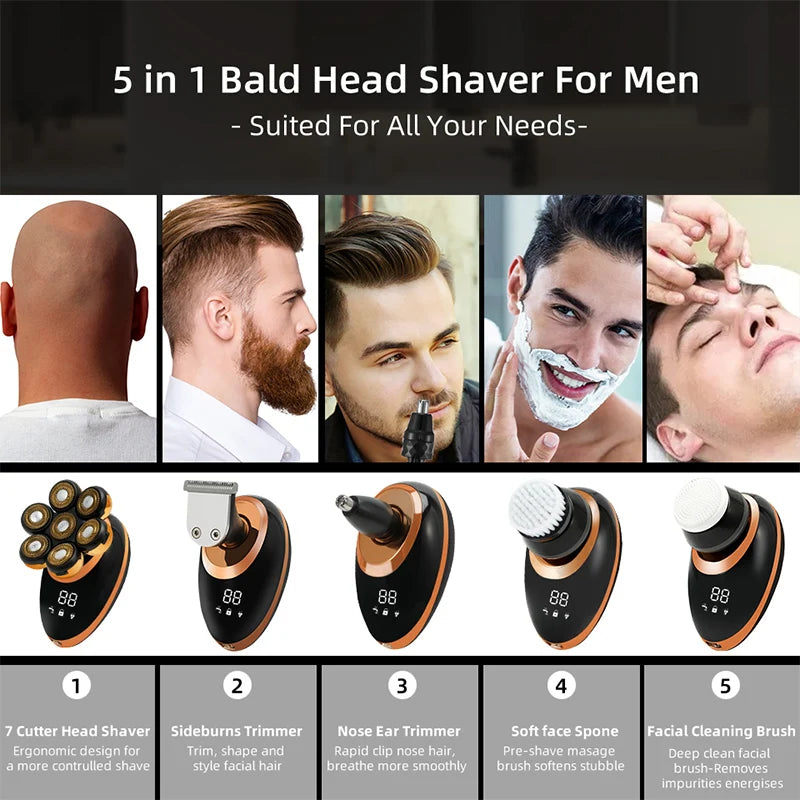 7D Men’s Electric Shaver – Wet & Dry Beard & Hair Trimmer