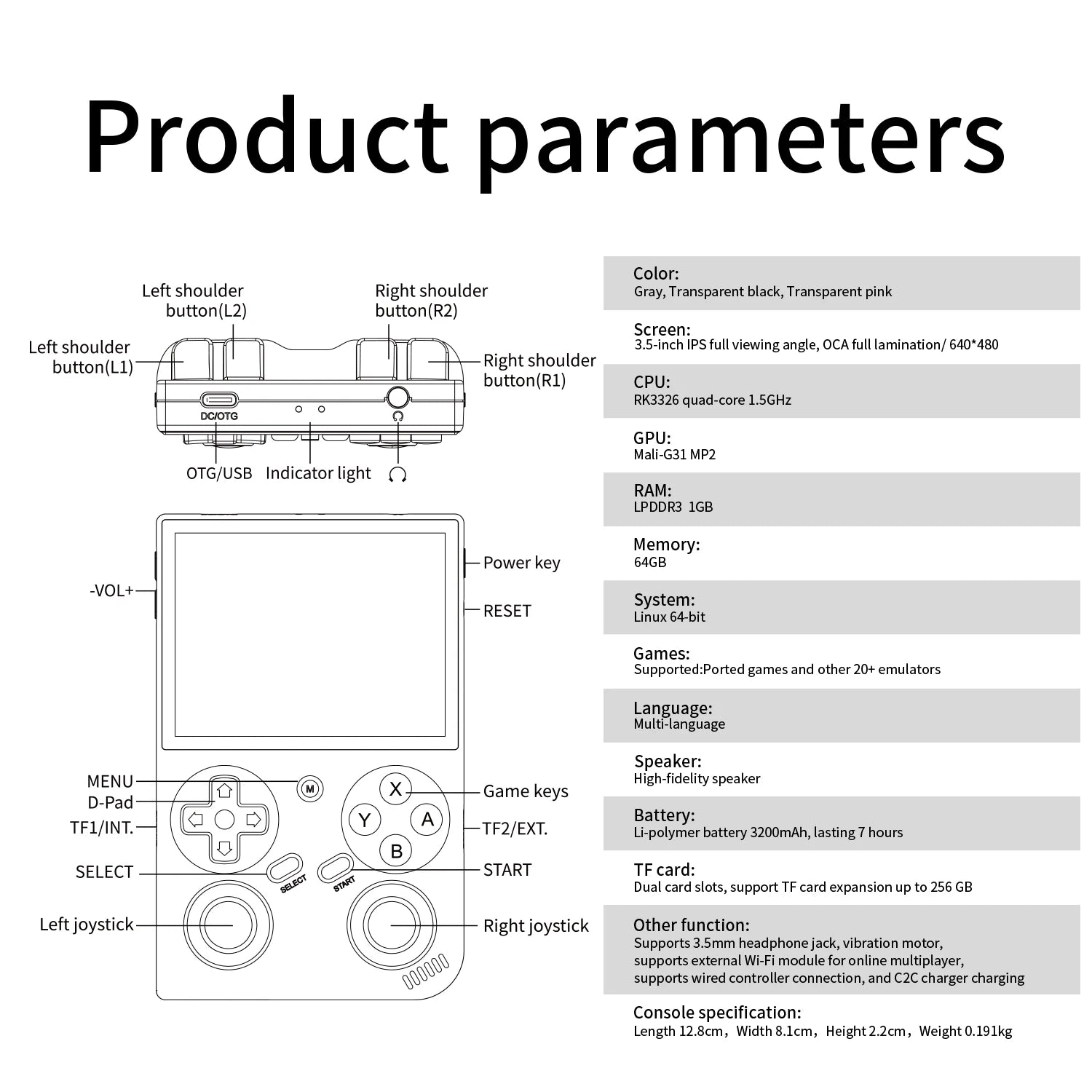 BATLEXP G350 Handheld Console – 3.5" IPS, Dual Joystick, Vibration
