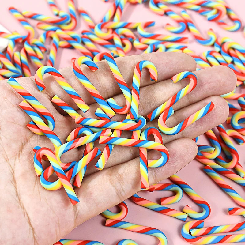 Mini Candy Cane Christmas Decorations – 10/30/50PCS Resin DIY Crafts