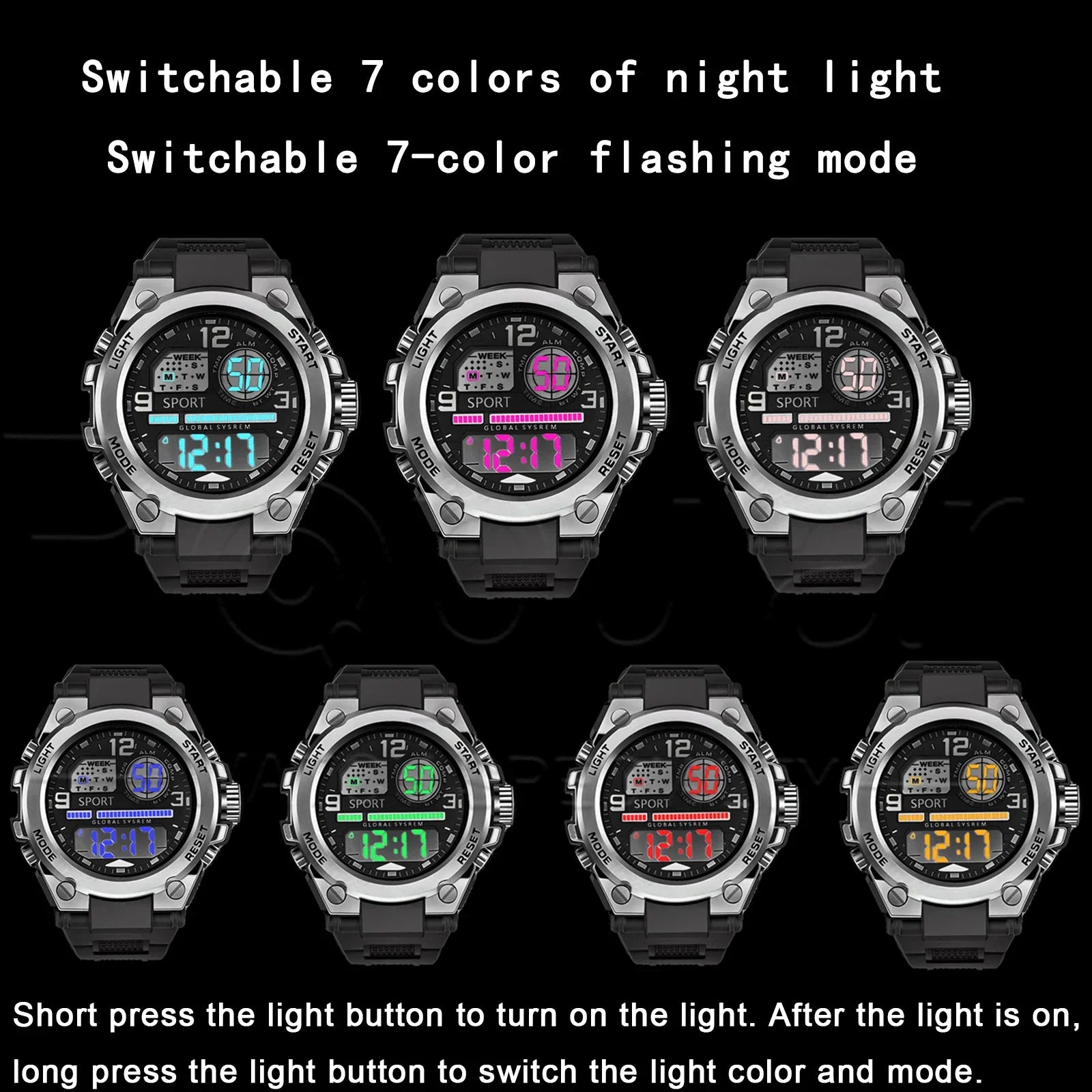 Men and Women's Electronicsa Watch Outdoor Sports  Big Dial Digital LED Alarm Digital-watch 1237 Sport Watch