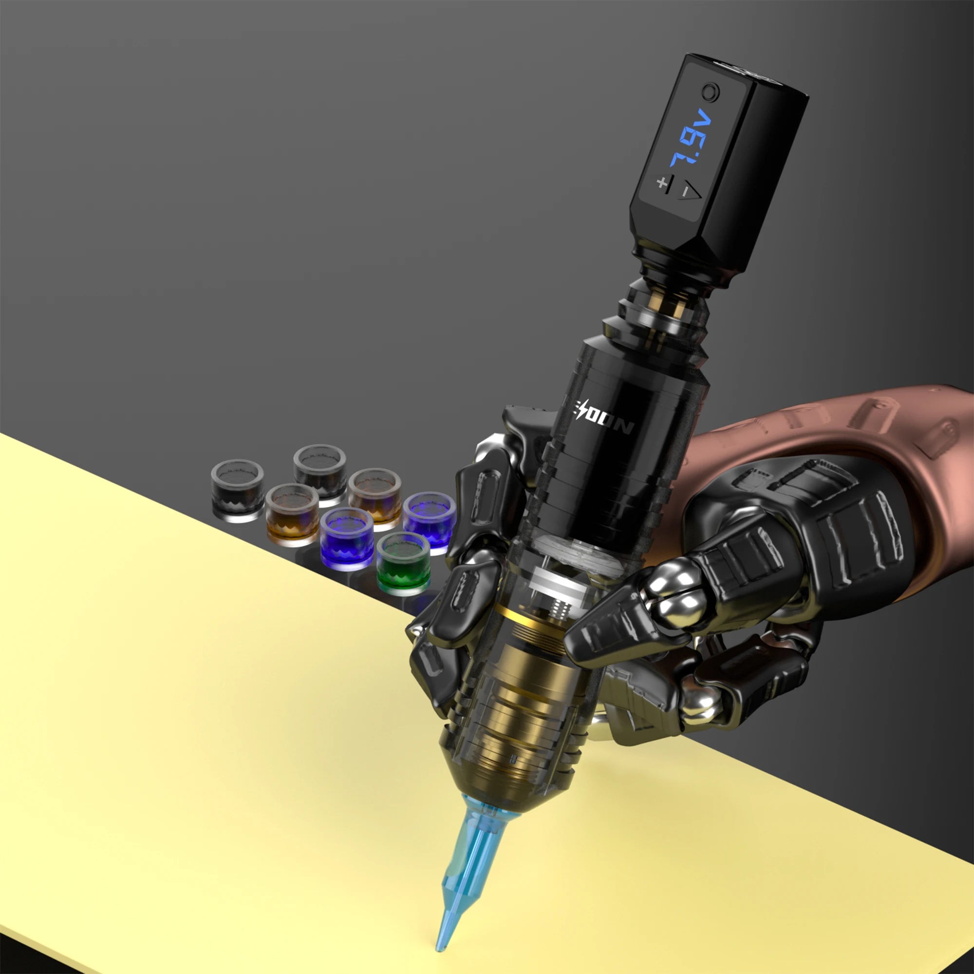 Tattoo Kit POSEIDON Transparent Tattoo Pen Kit For Permanent Makeup Tattoo Machine Kit Wireless Tattoo Power Supply Tattoo Gun