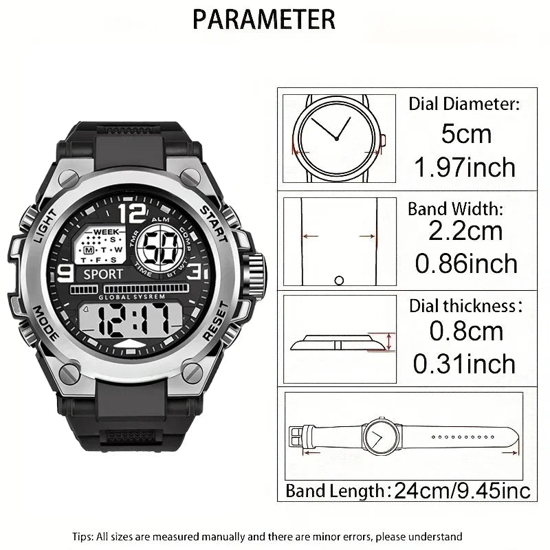 Men and Women's Electronicsa Watch Outdoor Sports  Big Dial Digital LED Alarm Digital-watch 1237 Sport Watch