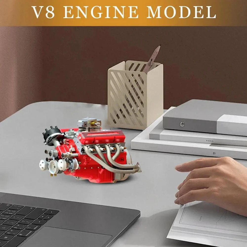 Home Decor V8 Engine Model Gasoline Gasoline Small-Block Engine Model Kits Model Engine Figurine Sculpture Craft For Desk Booksh