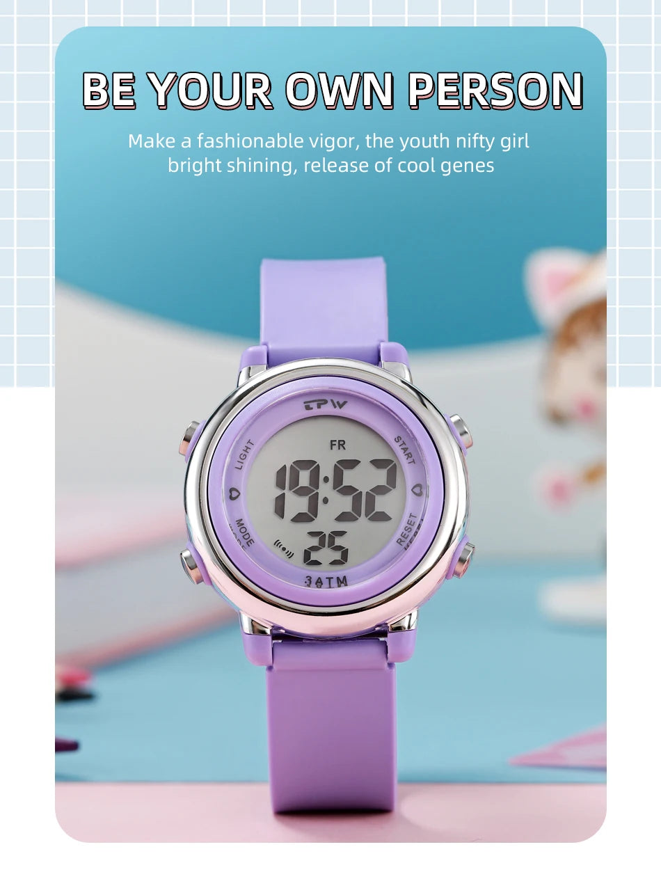 Waterproof Alarm Student Watches Boys Girls Lady Sport Watch Colorful Led Digital Wristwatches