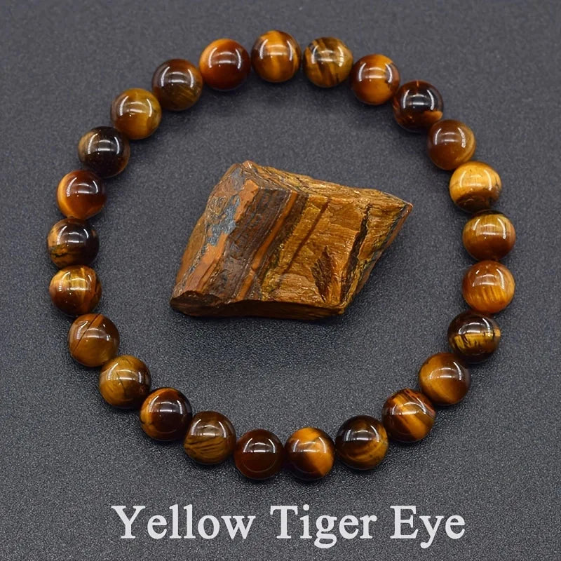 Natural Stone Bracelet – Amethyst, Quartz, Agate & Tiger Eye