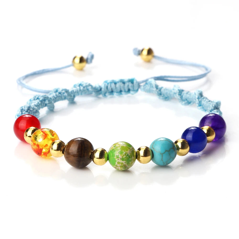 Reiki 7 Chakra Bracelet – Natural Stone Yoga Healing Jewelry
