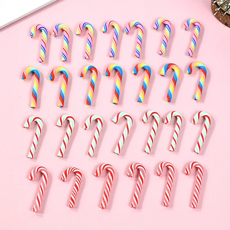 Mini Candy Cane Christmas Decorations – 10/30/50PCS Resin DIY Crafts