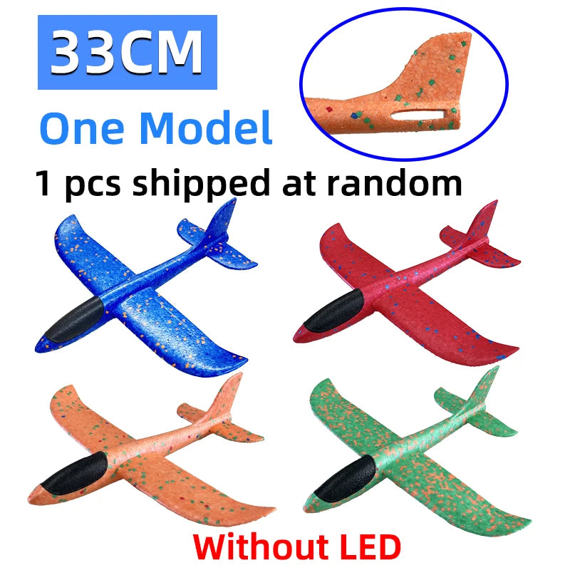 33/50CM Big Flash Glider Foam Plane Hand Throw Light Inertial AirPlane Outdoor Launch Fun of Kids Toys for Children Boys Gift