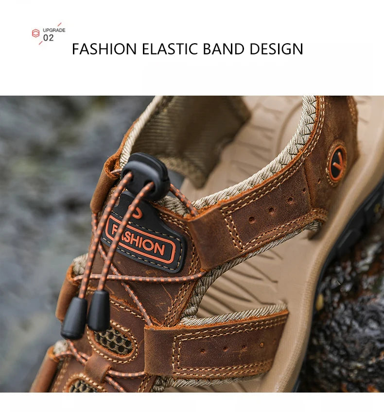 Men’s Breathable Roman Sandals – Casual Outdoor Slip-On Beach Shoes