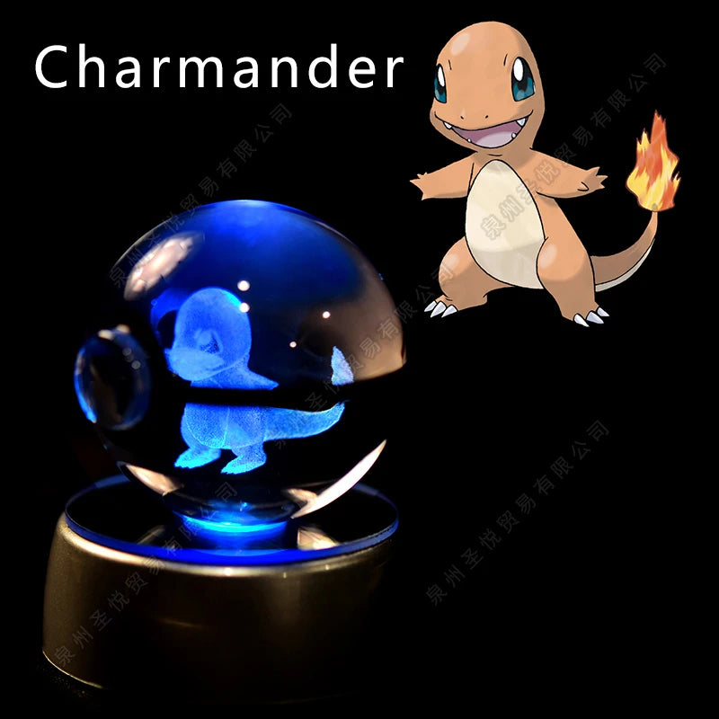 3D Pokémon Crystal Ball Lamp – Pikachu, Gengar & Mewtwo Night Light