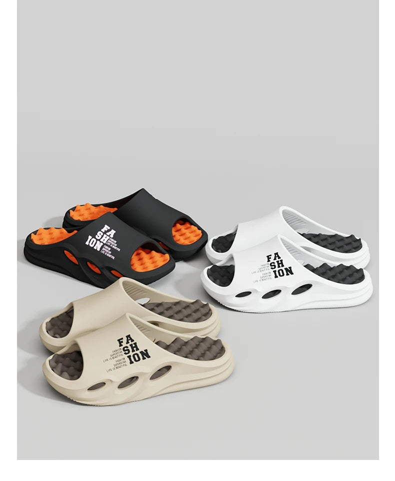 Men Fashion Massage Slippers Indoor/Outdoor Sandals Beach Flip Flop Thick Sole Male Slides Summer Non-Slip Men Shower Slippers