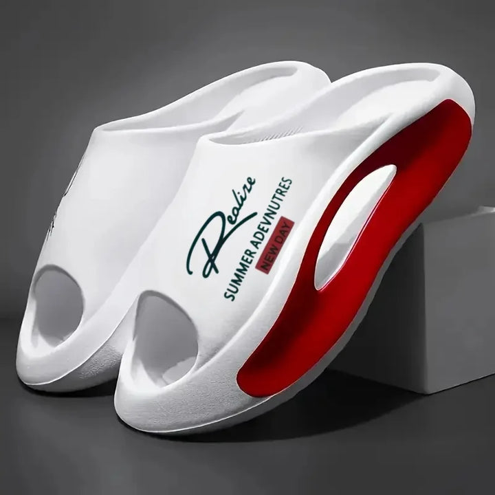 Lightweight EVA men's slide | Black and white cartoon design, exposed toes, comfortable all year round, casual indoor/outdoor us