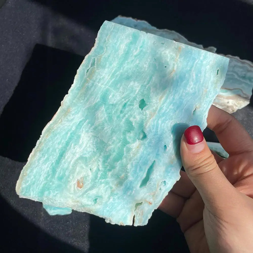 Natural Blue Hemimorphite Crystal Slice – Polished Healing Stone Slab for Home & Energy Decor