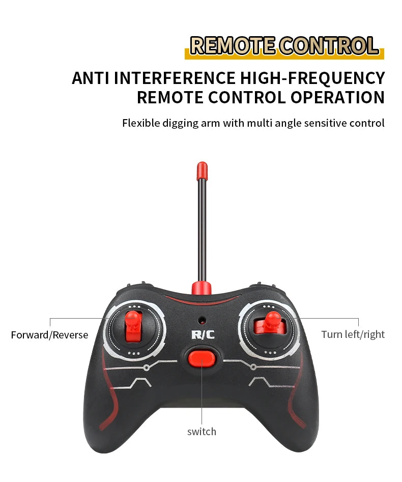 ZWN 2.4G Remote Control Excavator Dump Truck RC Model Car Toy Professional Alloy Plastic Simulation Construction Vehicle for Kid